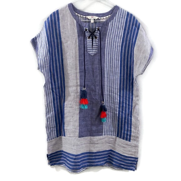 Vineyard Vines Blue and White Striped Swim Coverup - Picture 1 of 5